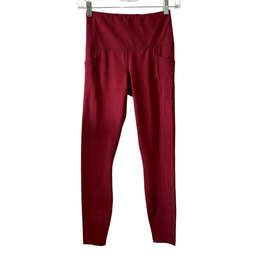 90 Degree by Reflex XS High Waist Burgundy 7/8 Leggings with Pockets